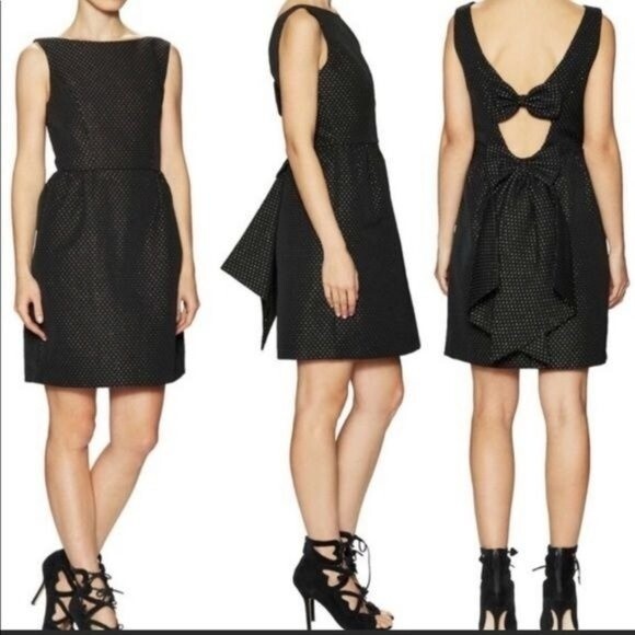 Erin Fetherston Winnie Jacquard Bow Black Dress Size 4 - Picture 1 of 9